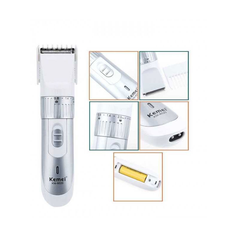 Kemei KM-9020 Cordless Beard & Hair Trimmer – 600 mAh Removable Battery
