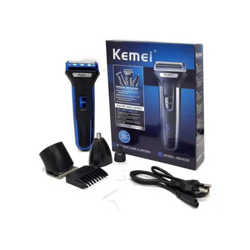 Kemei KM‑6330 3‑in‑1 Cordless Grooming Kit – Hair Clip, Beard & Nose Trimmer