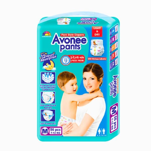 Avonee Pant Style Baby Diaper (7-12Kg) - M 56pcs